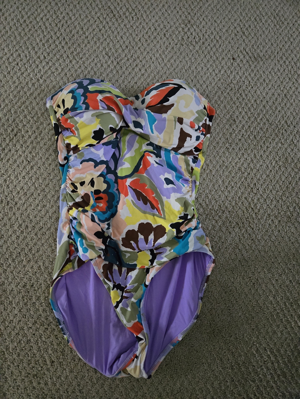 Womens Floral One-Piece Swimsuit in Multicolor Sz 8